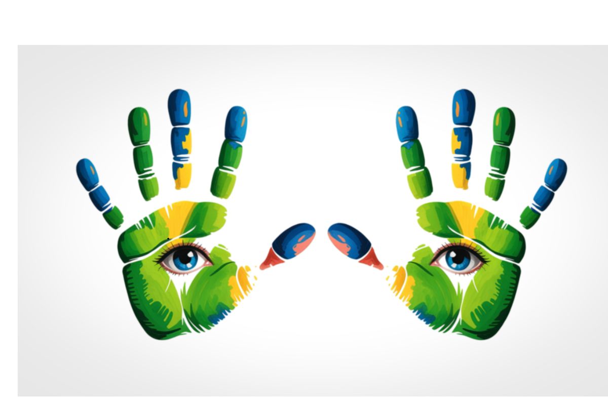 Hand Prints with Eye in the Center of the Palm