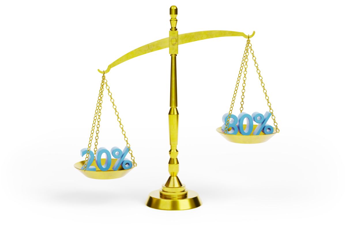 Balance Scales showing 80% and 20%