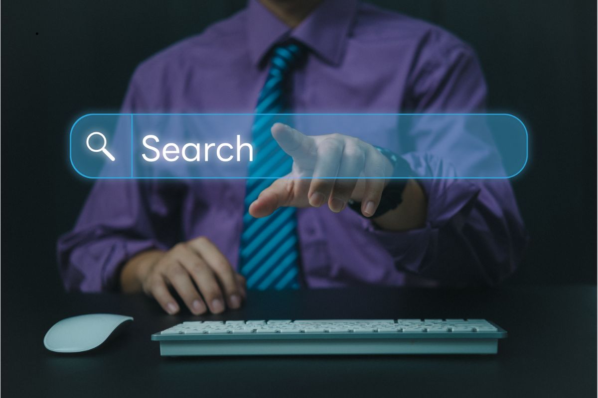 man doing a search online