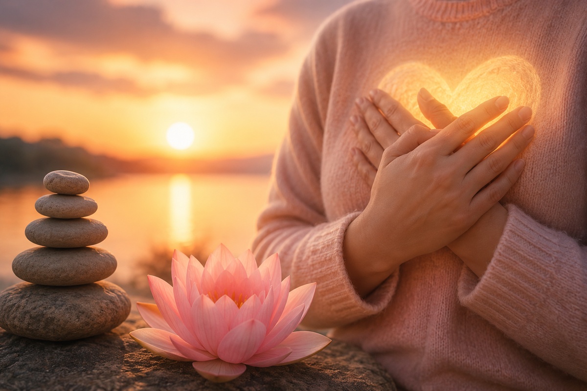 Person showing resolve at sunrise.