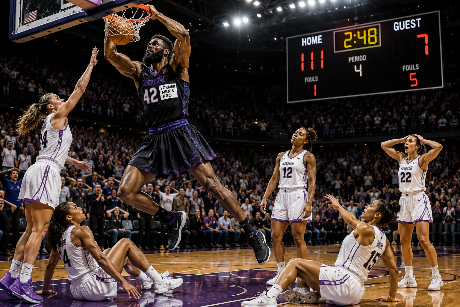Man playing in the WNBA